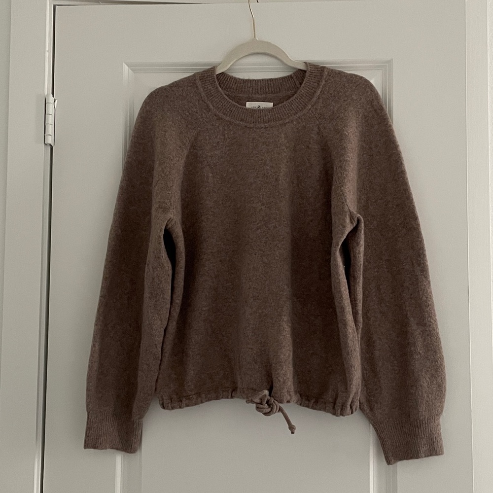 Lou & Grey Crewneck Sweater Drawstring Waist Business Casual